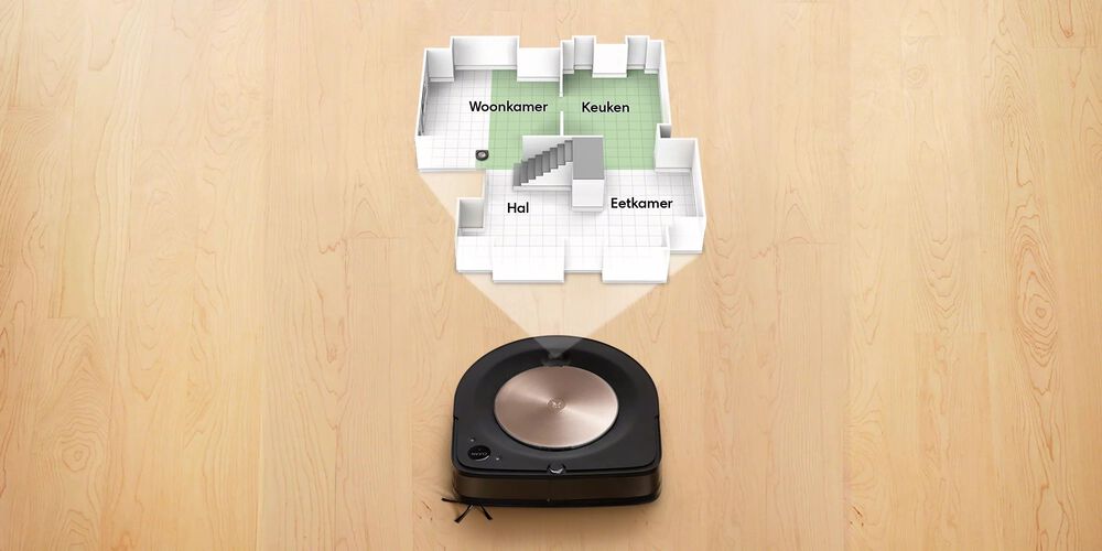 Een Roomba die een Smart Map van een huis projecteert