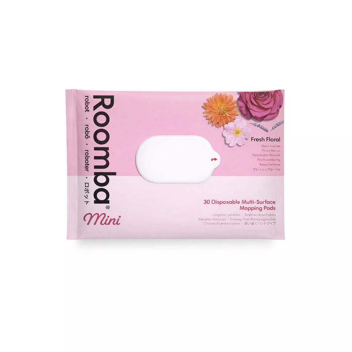 Lingettes de lavage multisurfaces jetables pour robots Roomba&reg; Mini, 1 pack/30&nbsp;lingettes, Fleurs fra&icirc;ches, , large image number 0